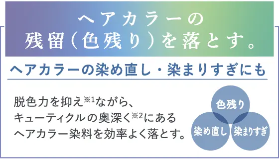 ヘアカラーの残留（色残り）を落とす。