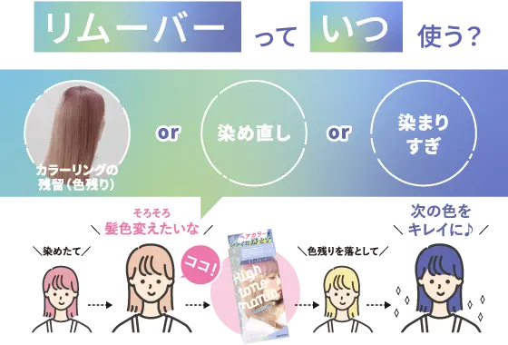リムーバーっていつ使う？ カラーリングの残留（色残り）or染め直しor染まりすぎ